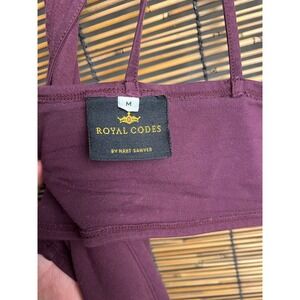 Royal Codes Hart Sawyer Plum Bamboo Cotton Wrap Halter Crop Top Strappy Back M